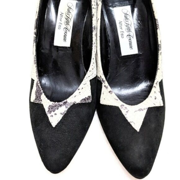 NWOB SAKS Vintage Deadstock Suede Snake Print Pumps 7 - Picture 4 of 9